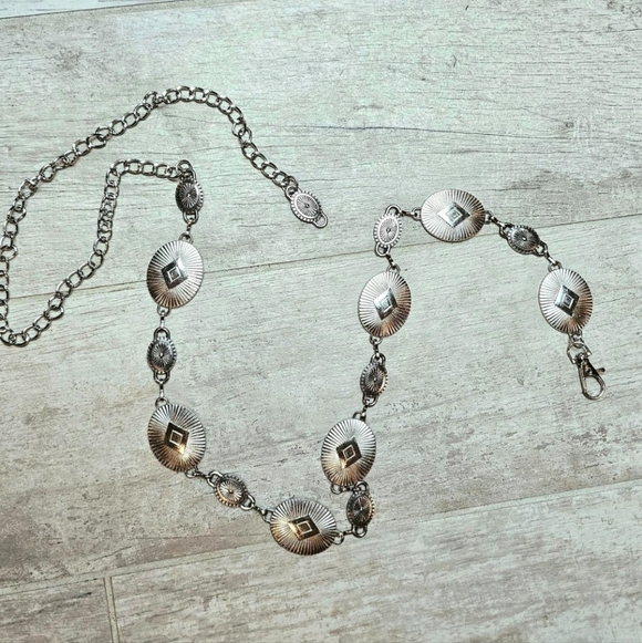 Geomertric Boho Antique-Silver Statement Belt - Picture 2 of 8